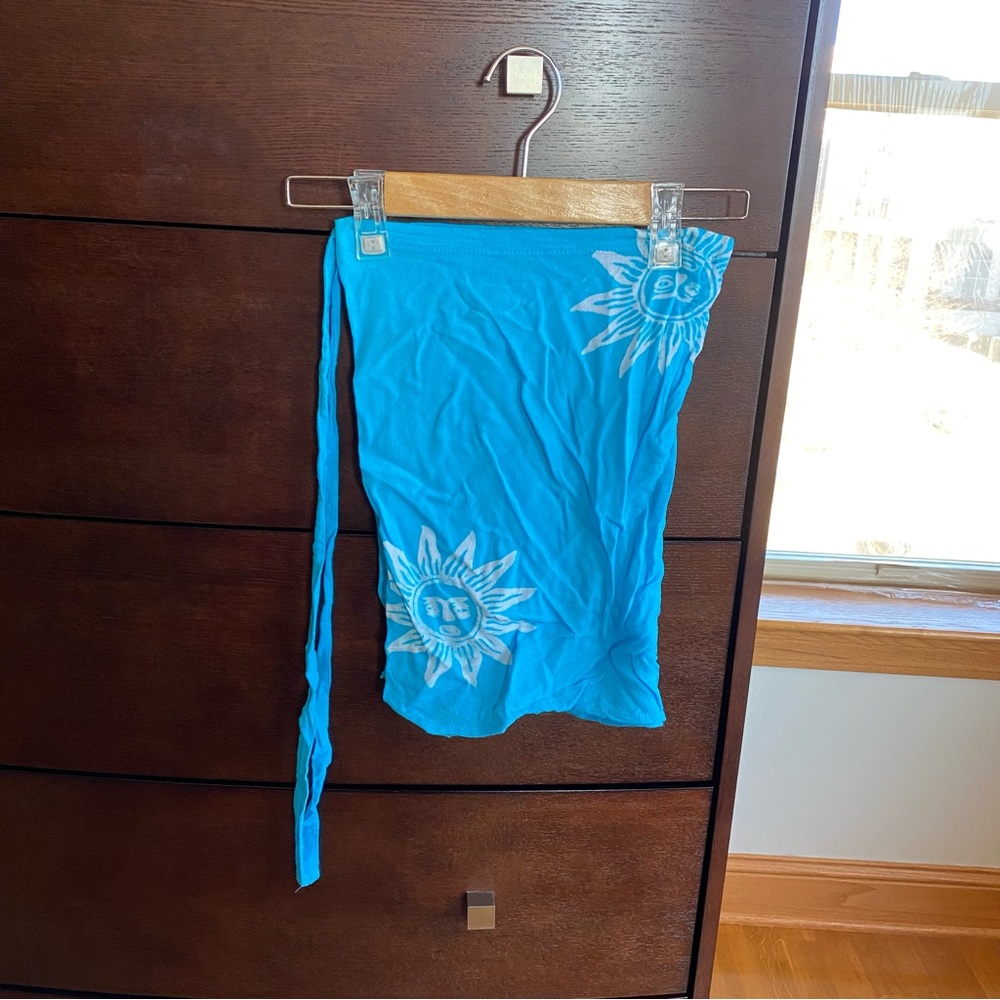 Gecko Batik Blue Wrap Around Swim Cover Up Sun Print